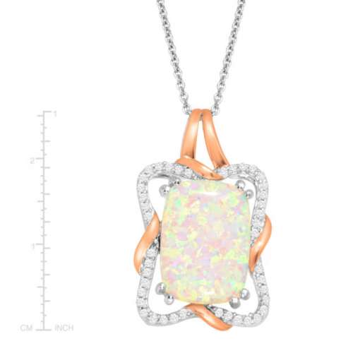 Created Opal White Sapphire Ribbon Pendant 14k Rose Gold-plated Sterling Silver black friday deal